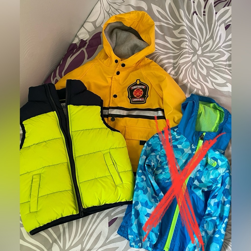 Yellow Firefighter Raincoat and Neon Vest Set